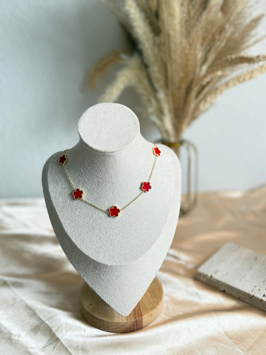 Eline in Red Five-petaled flower Necklace