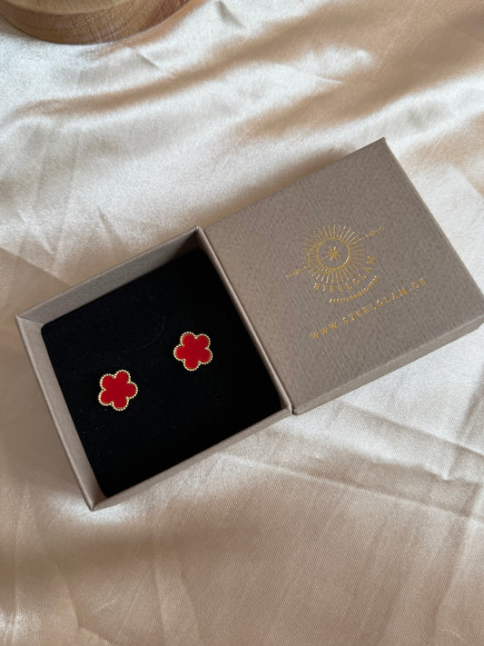 Eline in Red five-petaled flower Earrings